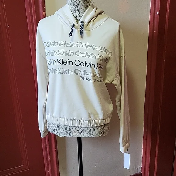 Calvin Klien Performance Off-White Hoodie Top Size Small - Picture 14 of 14
